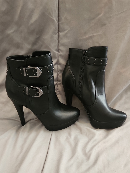 G by Guess Shoes - G by Guess Black Leather Buckle Ankle Boots